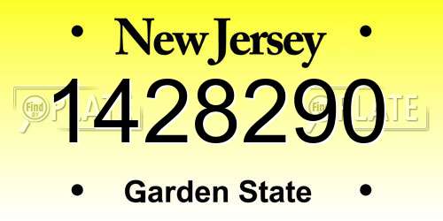 1428290 New Jersey License Plate