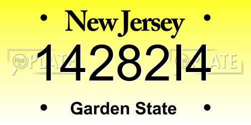 14282I4 New Jersey License Plate