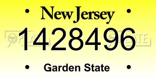 1428496 New Jersey License Plate
