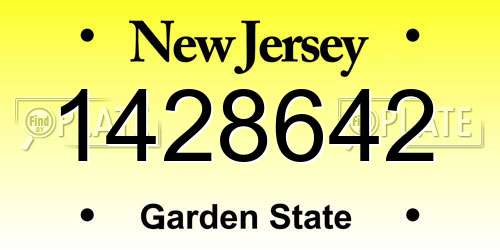 1428642 New Jersey License Plate