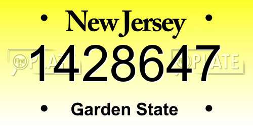 1428647 New Jersey License Plate