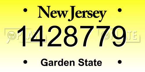 1428779 New Jersey License Plate