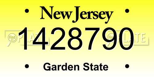 1428790 New Jersey License Plate