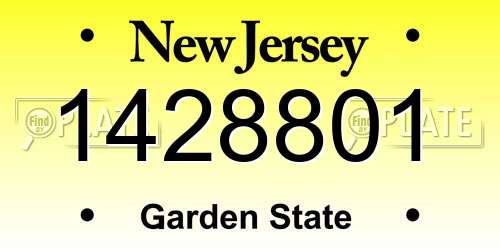 1428801 New Jersey License Plate