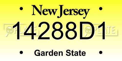 14288D1 New Jersey License Plate