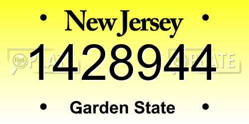 1428944 New Jersey License Plate