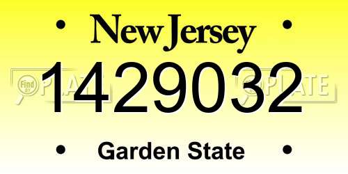 1429032 New Jersey License Plate