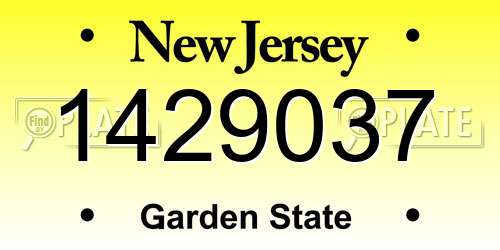 1429037 New Jersey License Plate