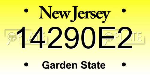 14290E2 New Jersey License Plate