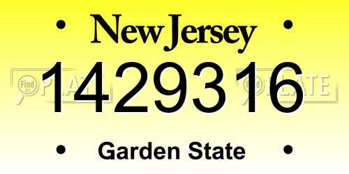 1429316 New Jersey License Plate