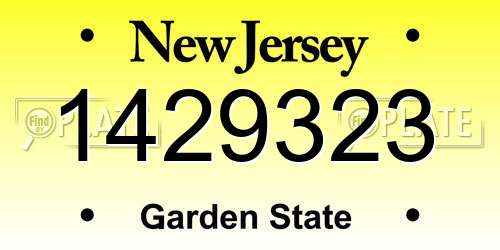 1429323 New Jersey License Plate