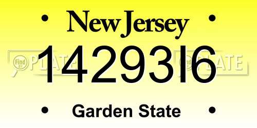 14293I6 New Jersey License Plate