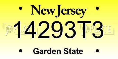14293T3 New Jersey License Plate