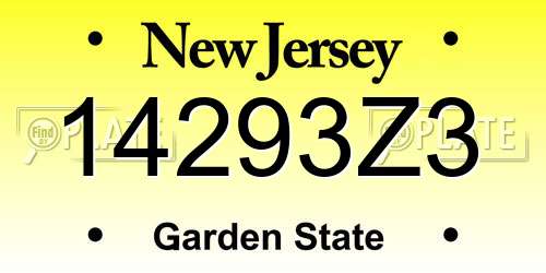 14293Z3 New Jersey License Plate