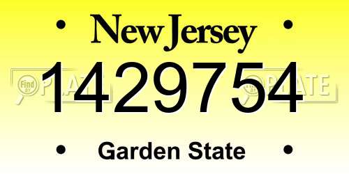 1429754 New Jersey License Plate