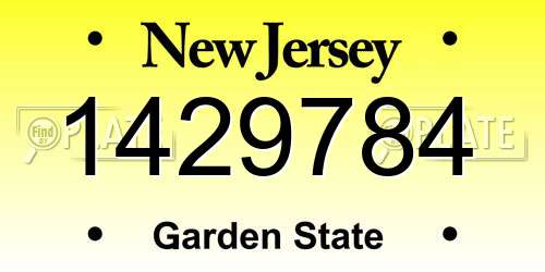 1429784 New Jersey License Plate