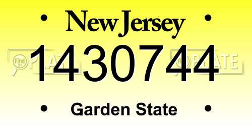 1430744 New Jersey License Plate