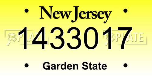 1433017 New Jersey License Plate