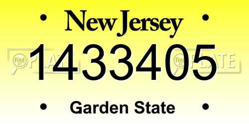 1433405 New Jersey License Plate