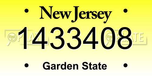 1433408 New Jersey License Plate