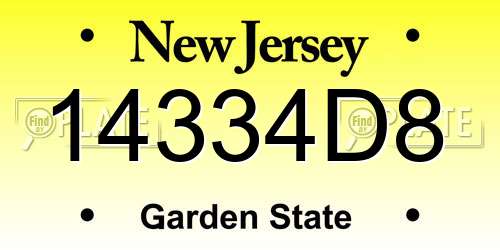 14334D8 New Jersey License Plate
