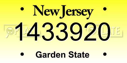 1433920 New Jersey License Plate