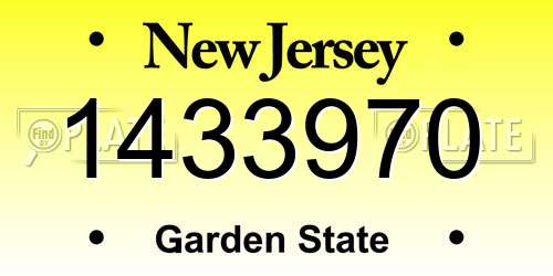 1433970 New Jersey License Plate