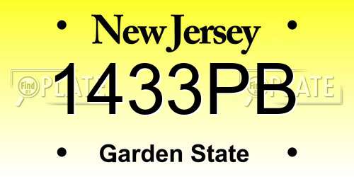 1433PB New Jersey License Plate
