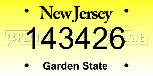 143426 New Jersey License Plate