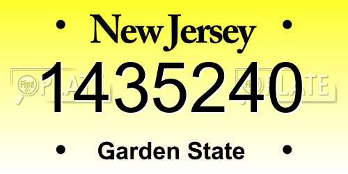 1435240 New Jersey License Plate