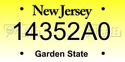 14352A0 New Jersey License Plate