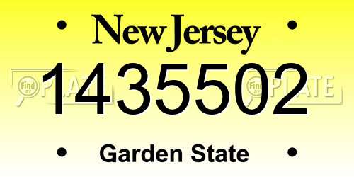 1435502 New Jersey License Plate