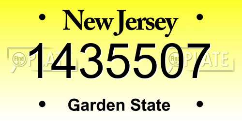 1435507 New Jersey License Plate