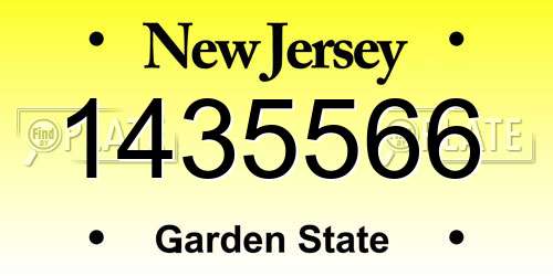 1435566 New Jersey License Plate
