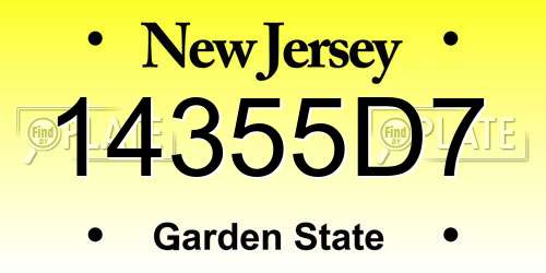 14355D7 New Jersey License Plate