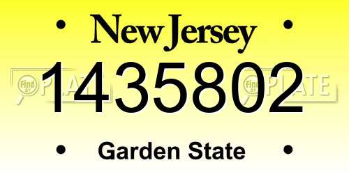 1435802 New Jersey License Plate