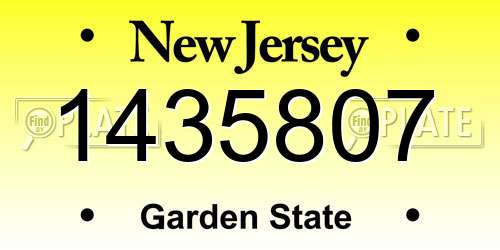 1435807 New Jersey License Plate