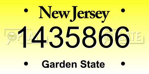 1435866 New Jersey License Plate
