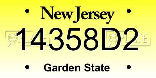 14358D2 New Jersey License Plate