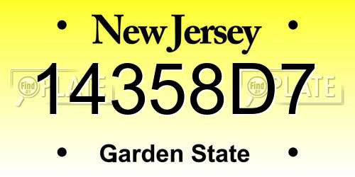 14358D7 New Jersey License Plate