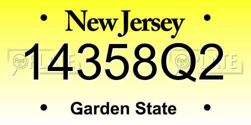 14358Q2 New Jersey License Plate