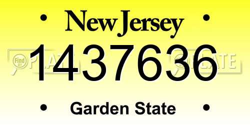 1437636 New Jersey License Plate