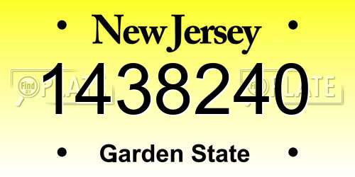 1438240 New Jersey License Plate