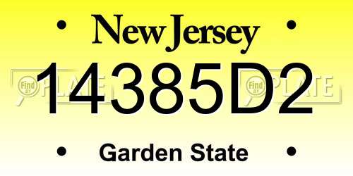14385D2 New Jersey License Plate
