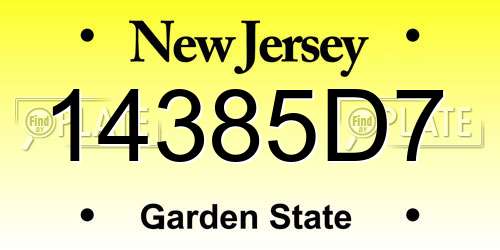 14385D7 New Jersey License Plate