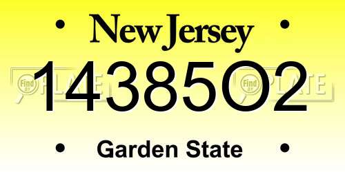 14385O2 New Jersey License Plate