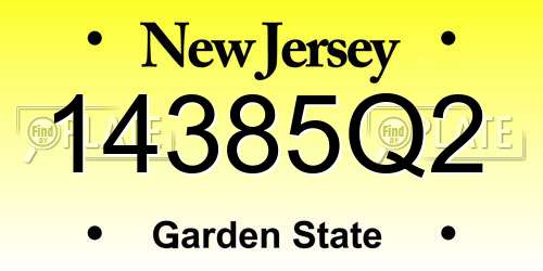 14385Q2 New Jersey License Plate