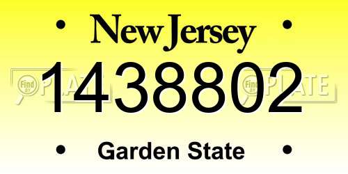 1438802 New Jersey License Plate