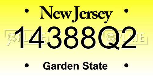 14388Q2 New Jersey License Plate