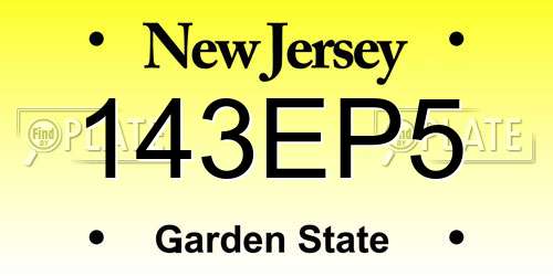 143EP5 New Jersey License Plate